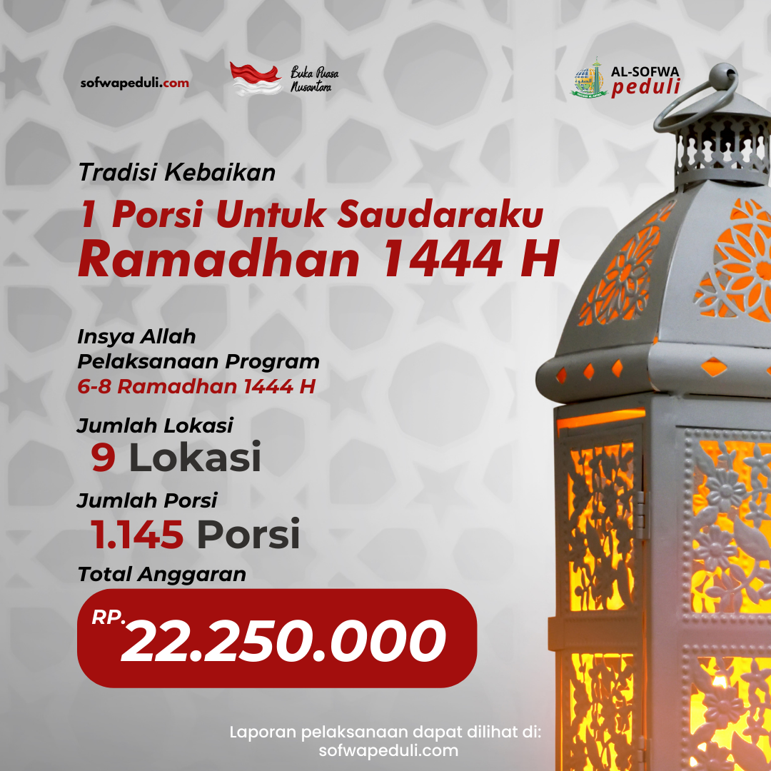 You are currently viewing Jadwal Pelaksanaan Program 1 Porsi Untuk Saudaraku 6-8 Ramadhan 1444 H